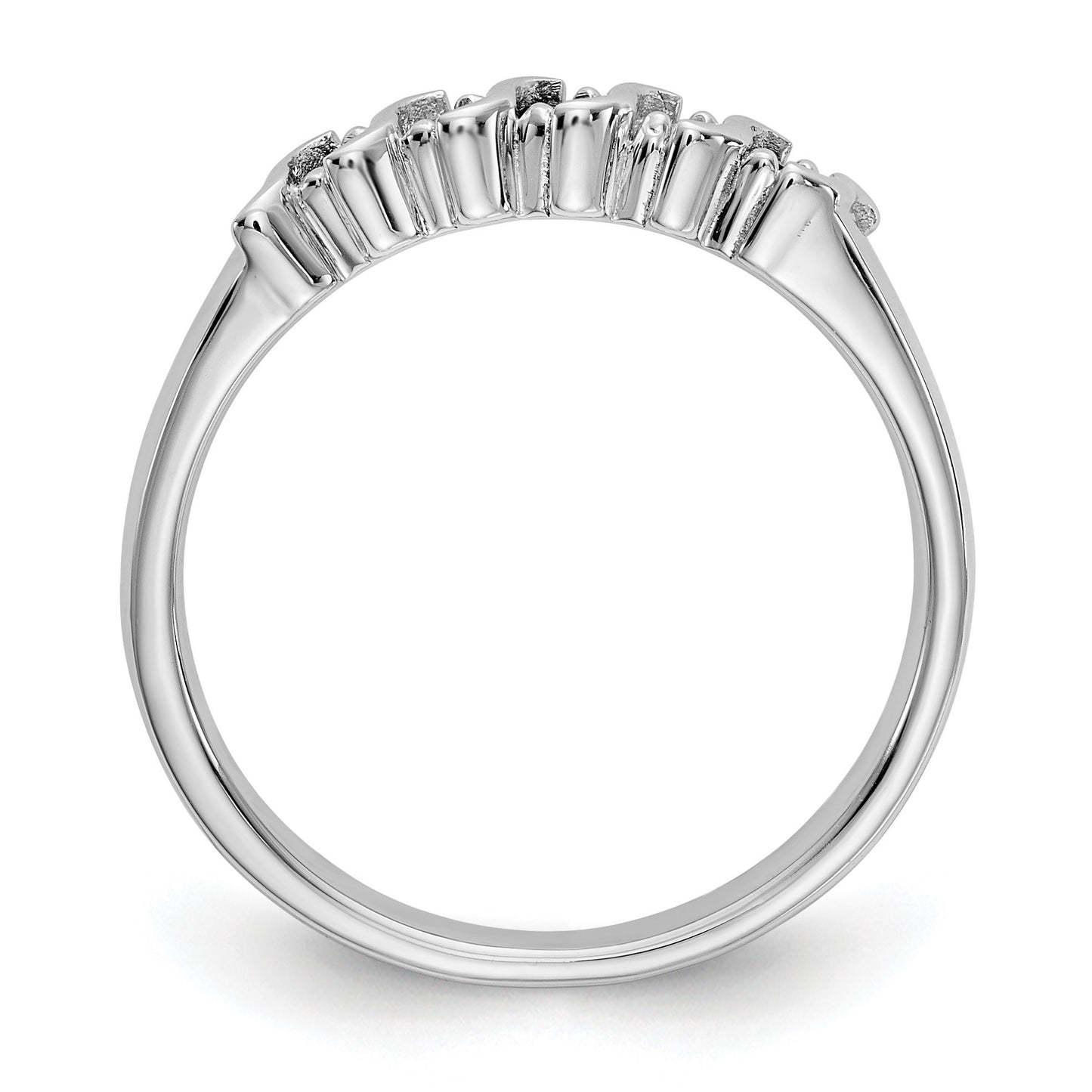 14k White Gold 1/10 carat Diamond and Blue Sapphire Complete Band