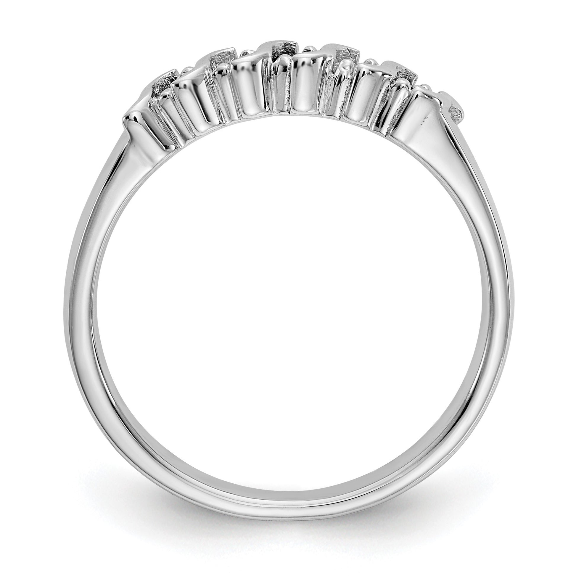 14k White Gold 1/10 carat Diamond and Blue Sapphire Complete Band