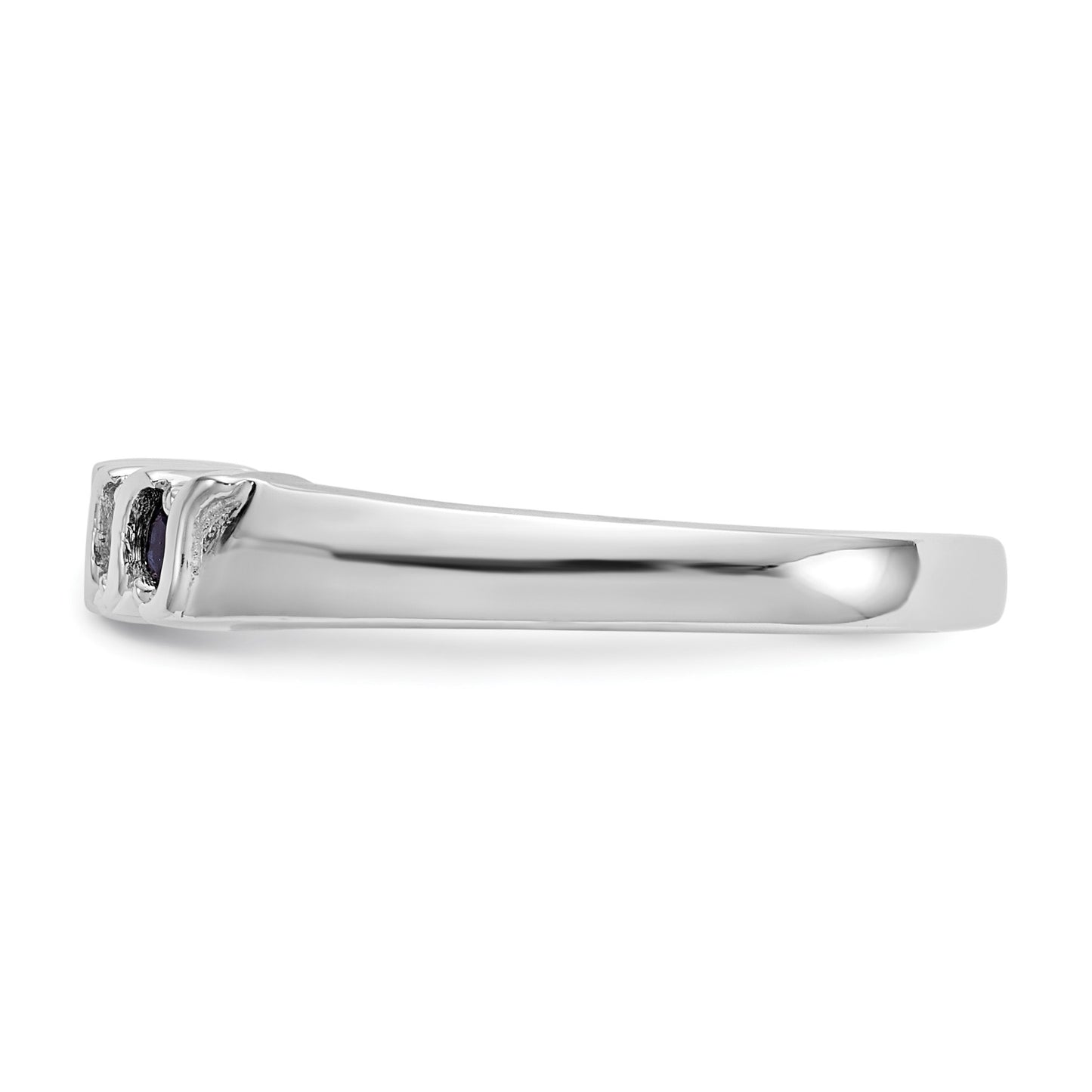 14k White Gold 1/10 carat Diamond and Blue Sapphire Complete Band