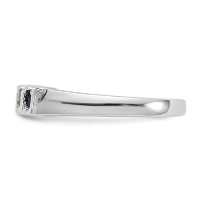 14k White Gold 1/10 carat Diamond and Blue Sapphire Complete Band