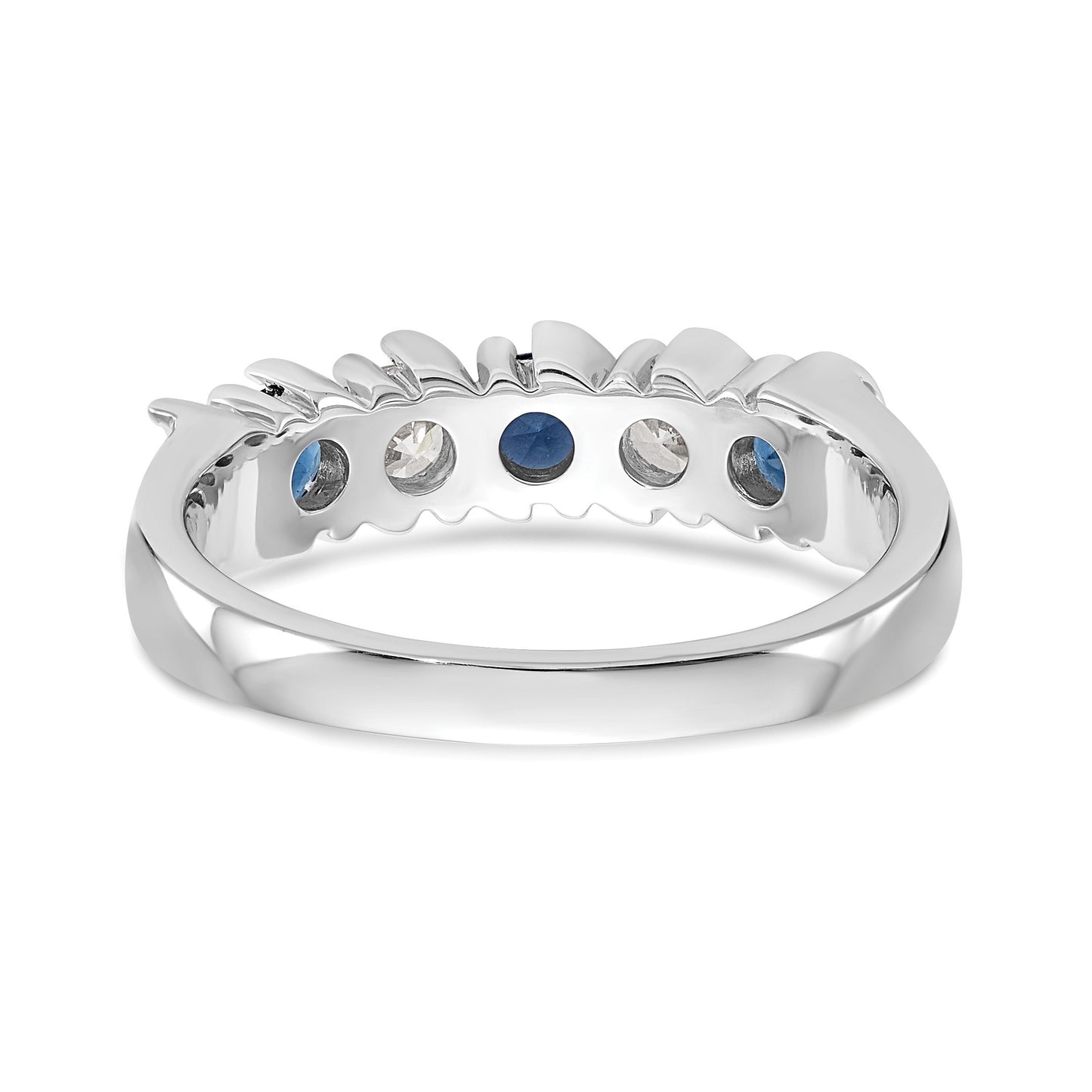 14k White Gold 1/3 carat Diamond and Blue Sapphire Complete Band
