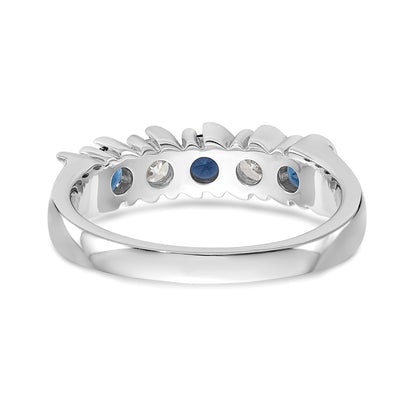 14k White Gold 1/3 carat Diamond and Blue Sapphire Complete Band