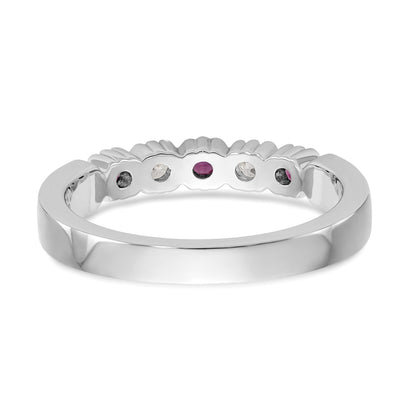 14k White Gold 1/10 carat Diamond and Ruby Complete Band