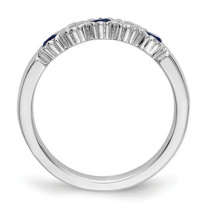 14k White Gold 1/10 carat Diamond and Blue Sapphire Complete Band