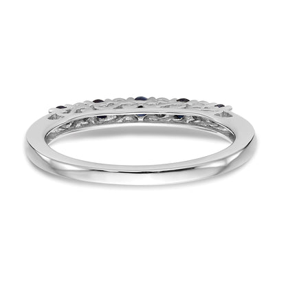 14k White Gold .01 carat Diamond and Blue Sapphire Complete Band