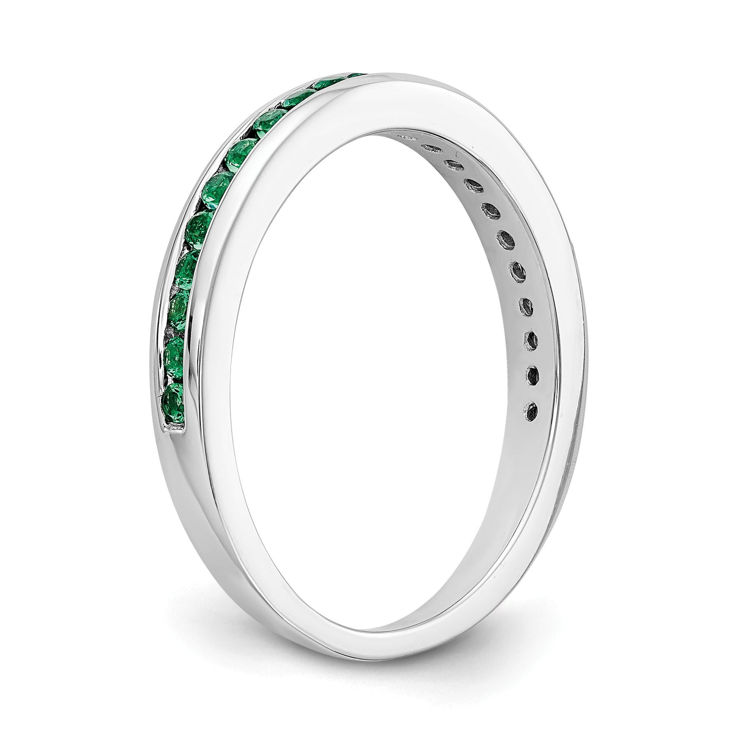 14k White Gold Emerald Complete Channel Band