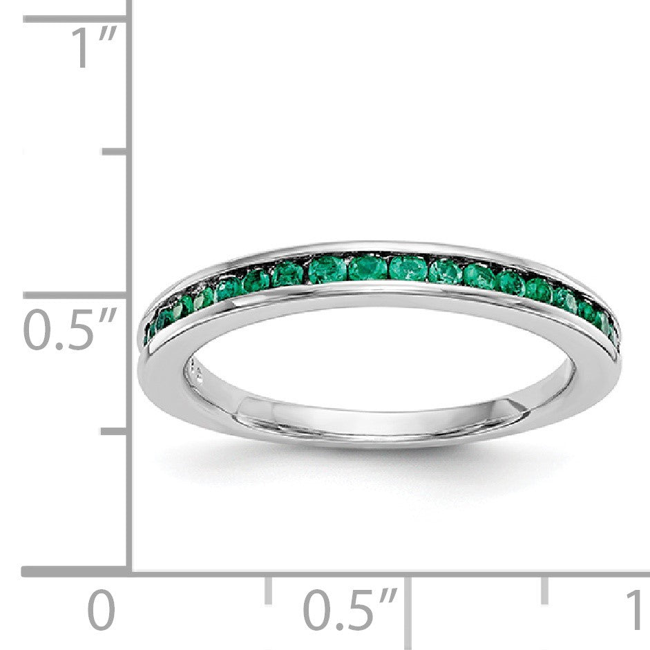 14k White Gold Emerald Complete Channel Band