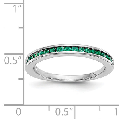 14k White Gold Emerald Complete Channel Band