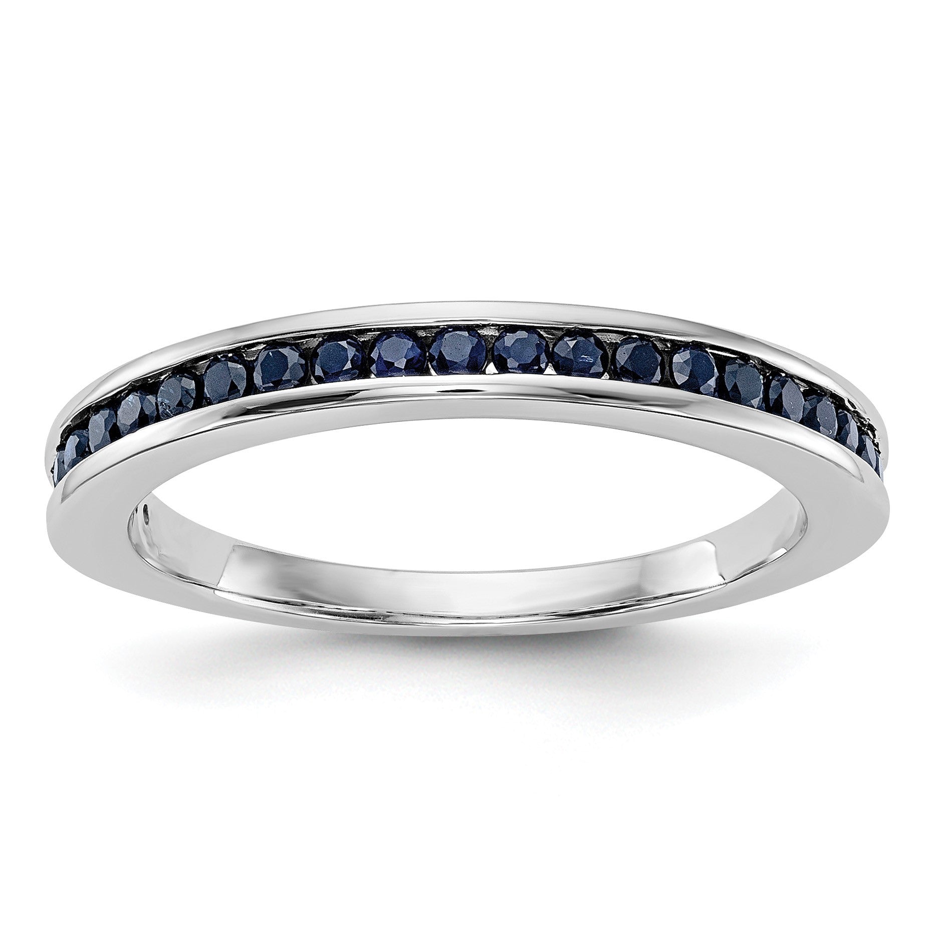 14k White Gold Blue Sapphire Complete Channel Band