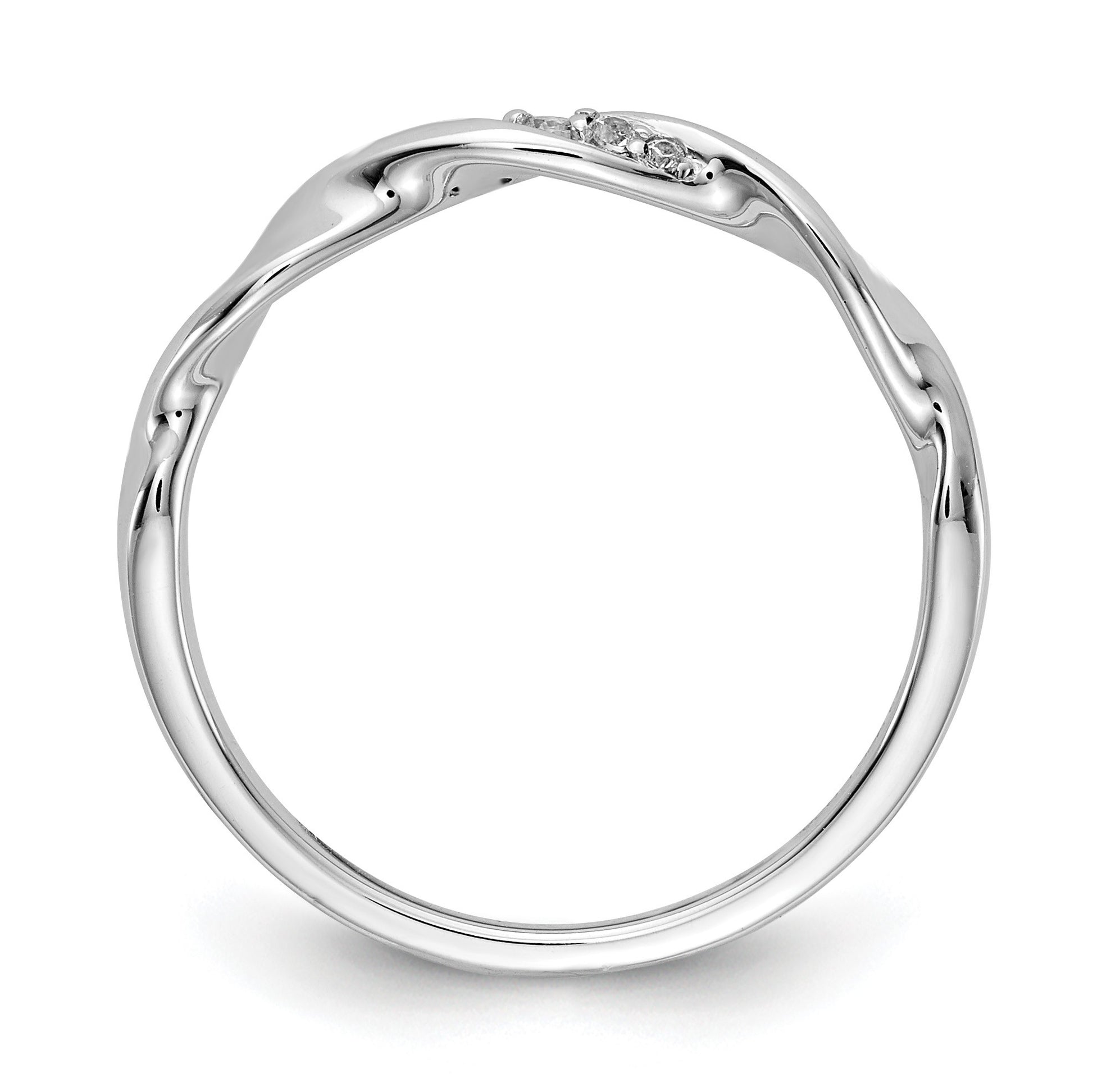 14k White Gold 1/20 carat Diamond Fancy Twist Ring