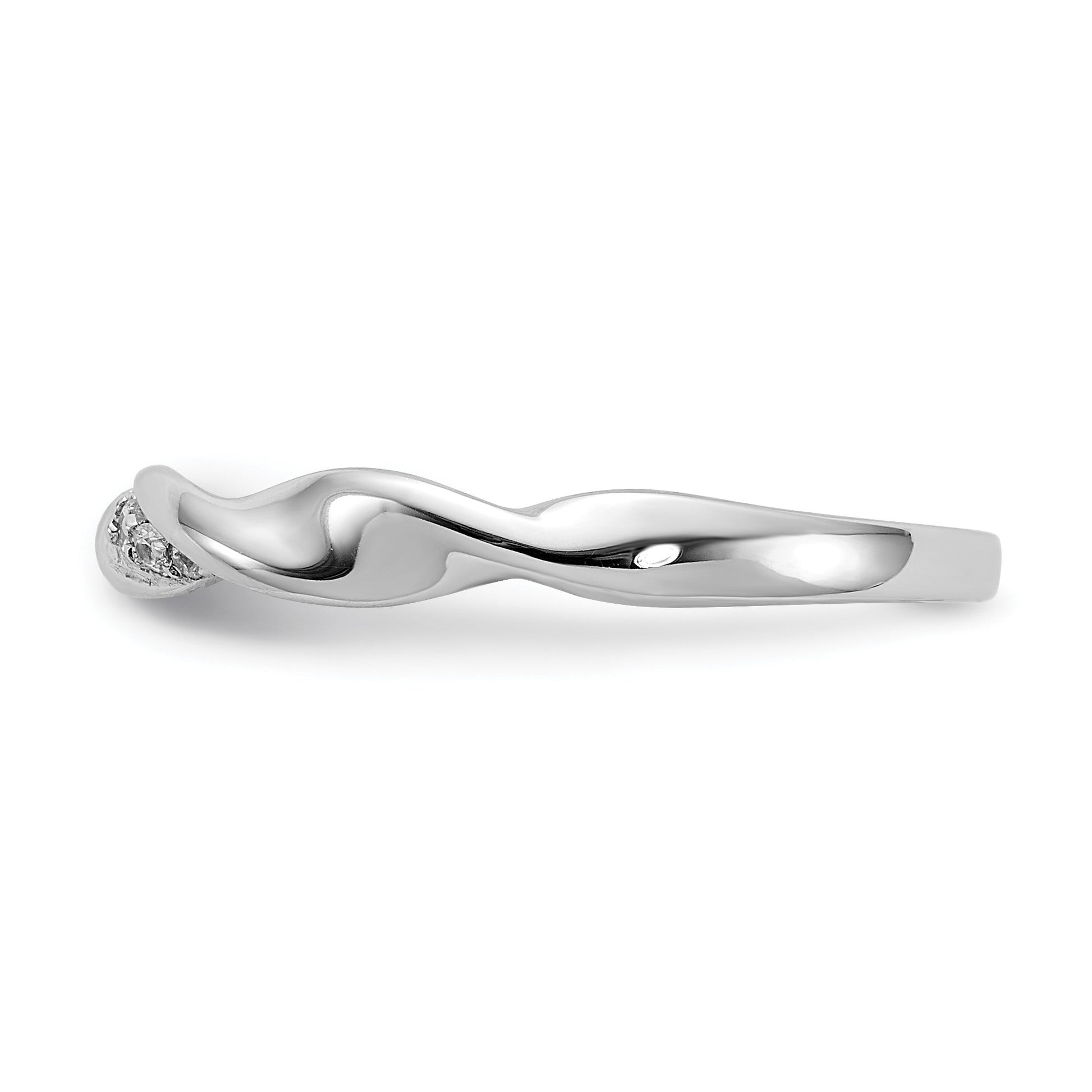 14k White Gold 1/20 carat Diamond Fancy Twist Ring