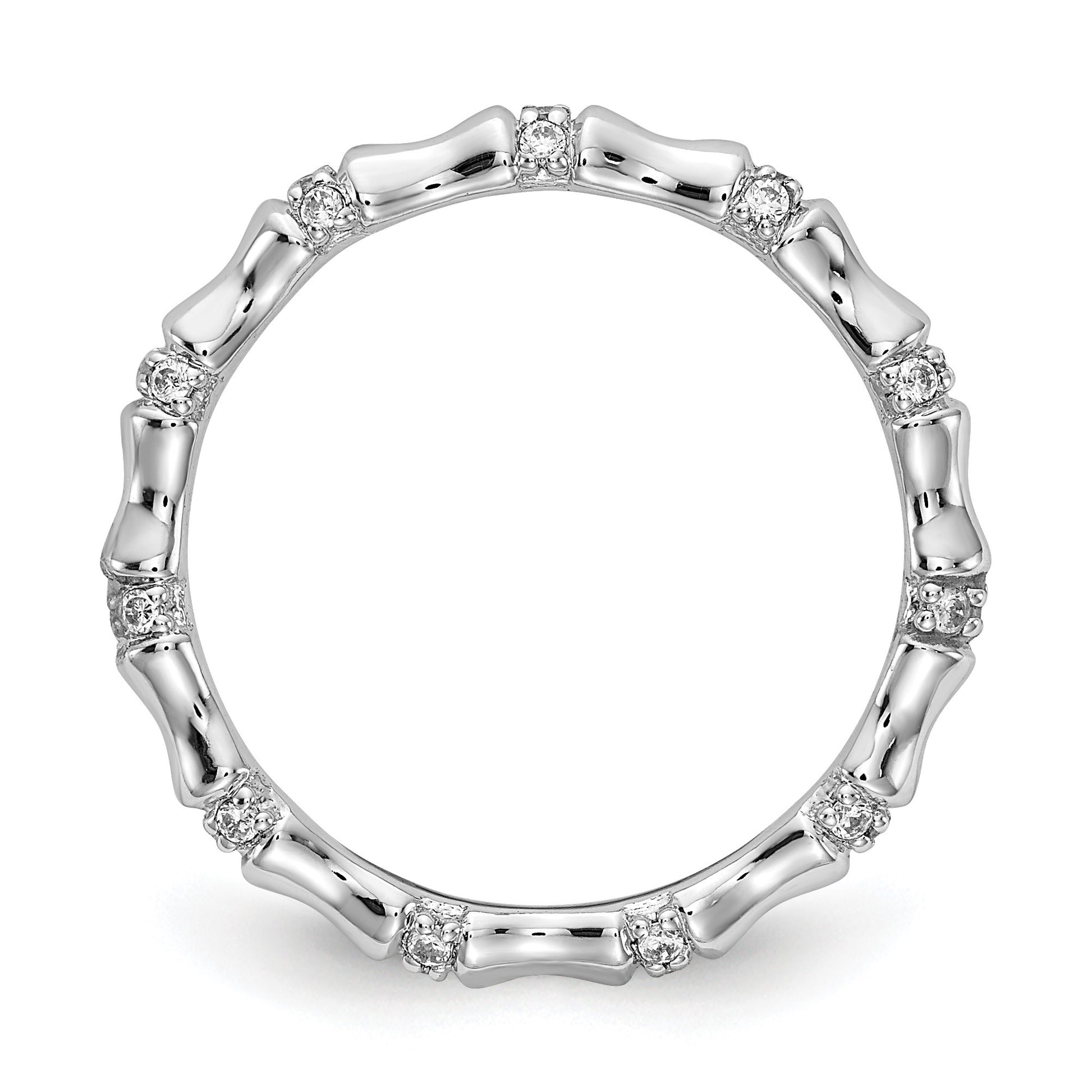 14k White Gold 3mm 1/5 carat Diamond Fancy Bamboo Band
