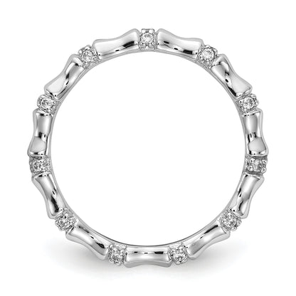 14k White Gold 3mm 1/5 carat Diamond Fancy Bamboo Band