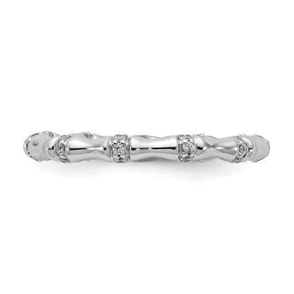 14k White Gold 3mm 1/5 carat Diamond Fancy Bamboo Band