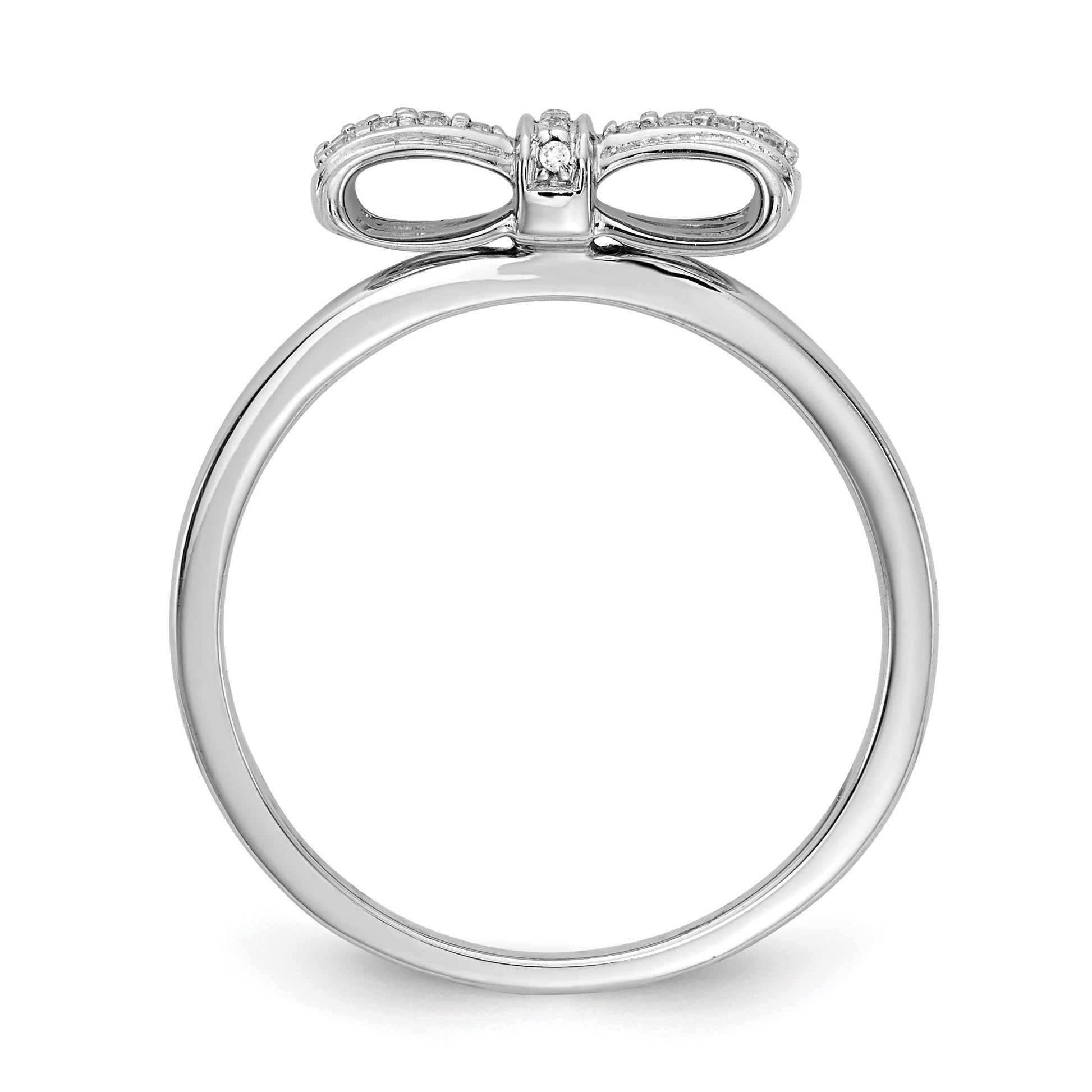 14k White Gold 1/15 carat Diamond Bow Ring