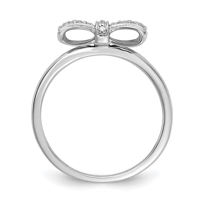 14k White Gold 1/15 carat Diamond Bow Ring