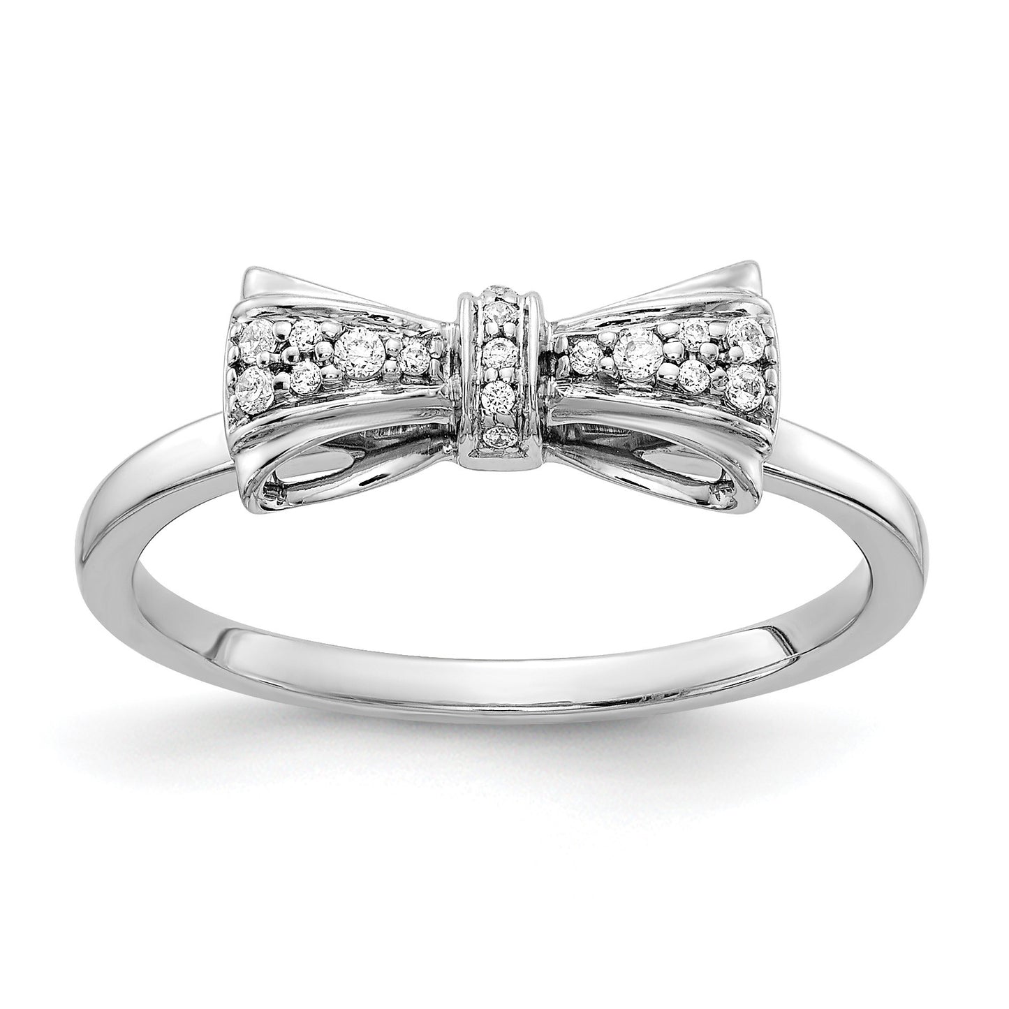 14k White Gold 1/15 carat Diamond Bow Ring