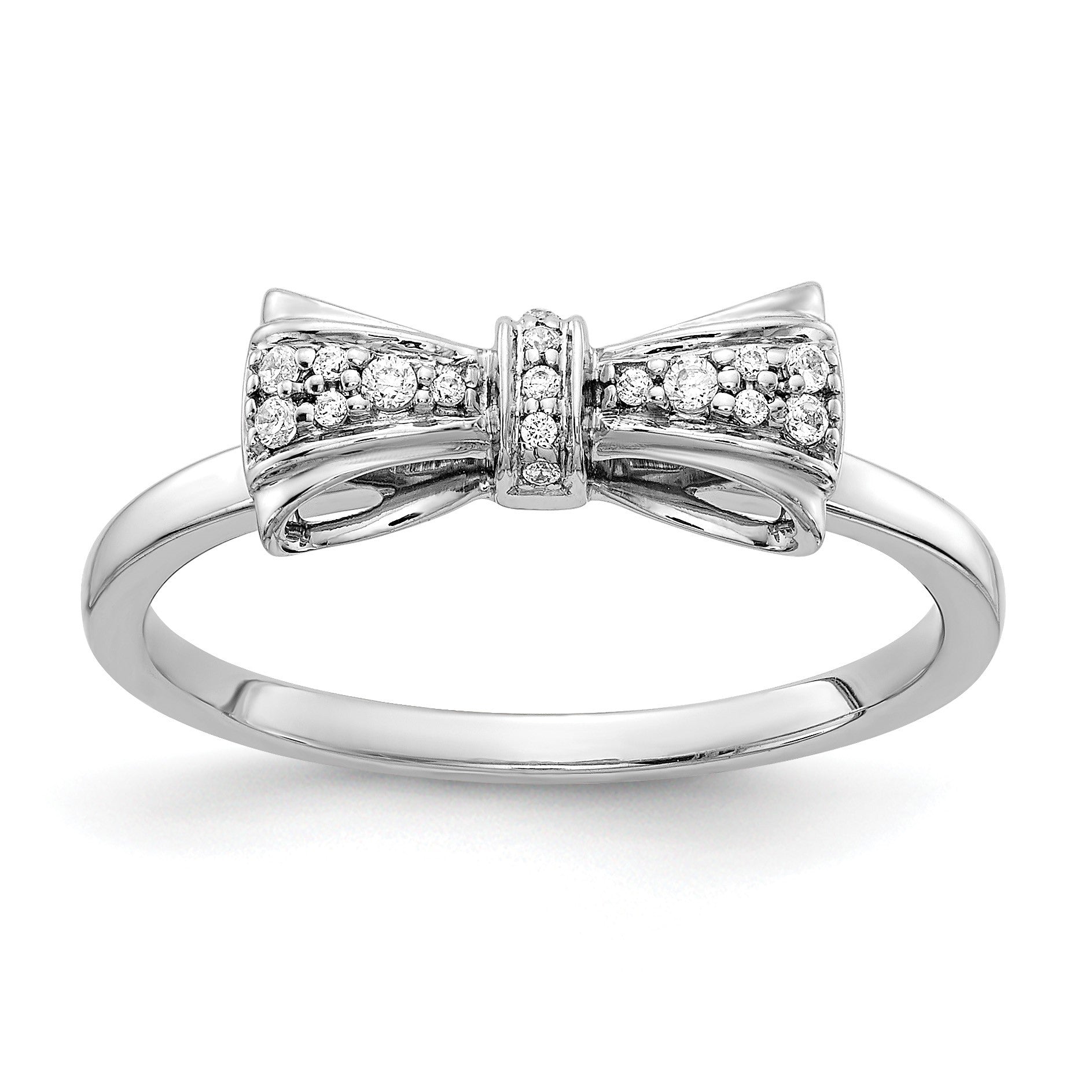 14k White Gold 1/15 carat Diamond Bow Ring