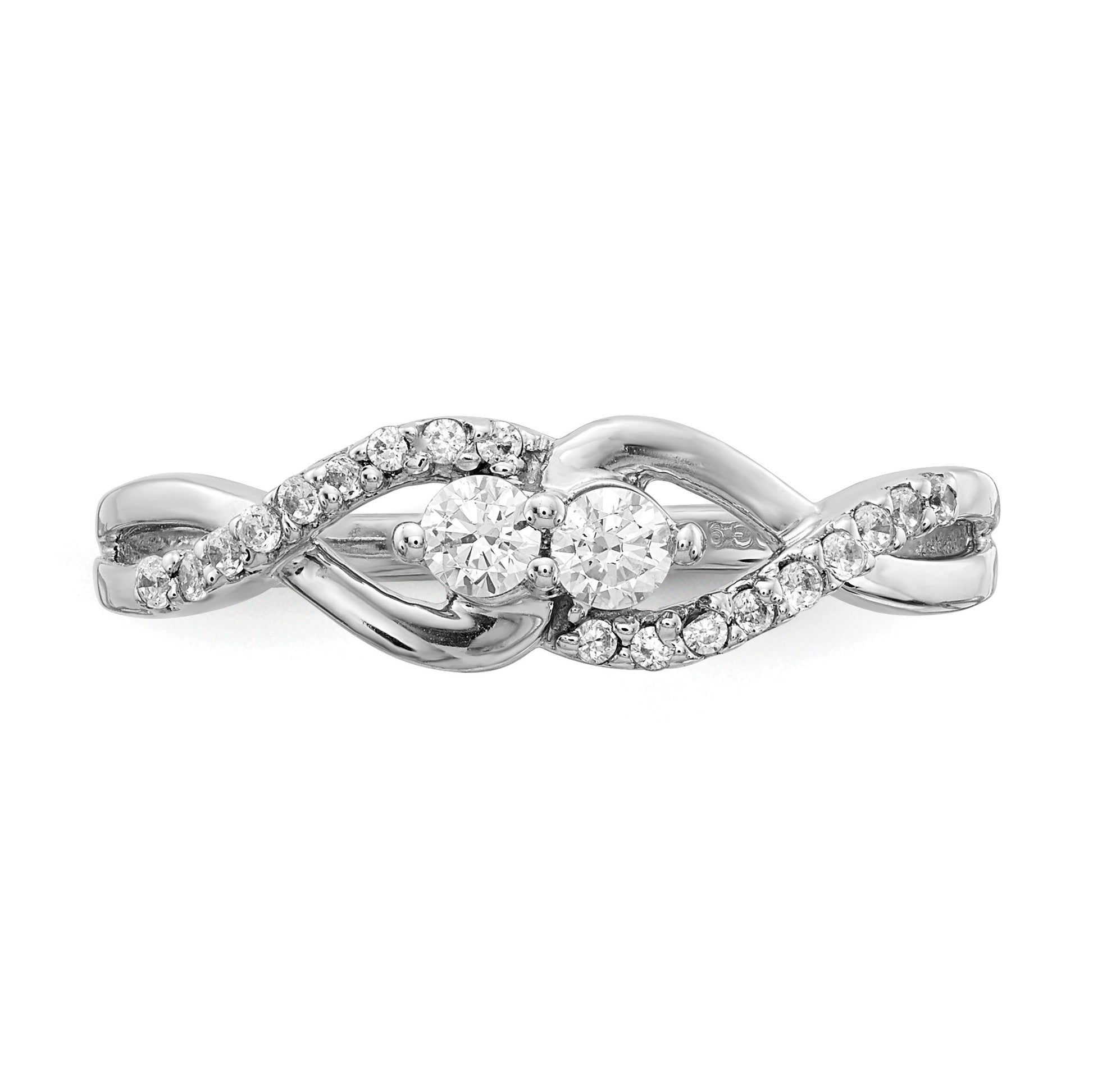 14k White Gold 2-Stone 1/4 carat Diamond Fancy Ring
