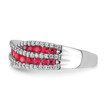 14k White Gold Ruby and 1/3 carat Diamond Fancy Ring