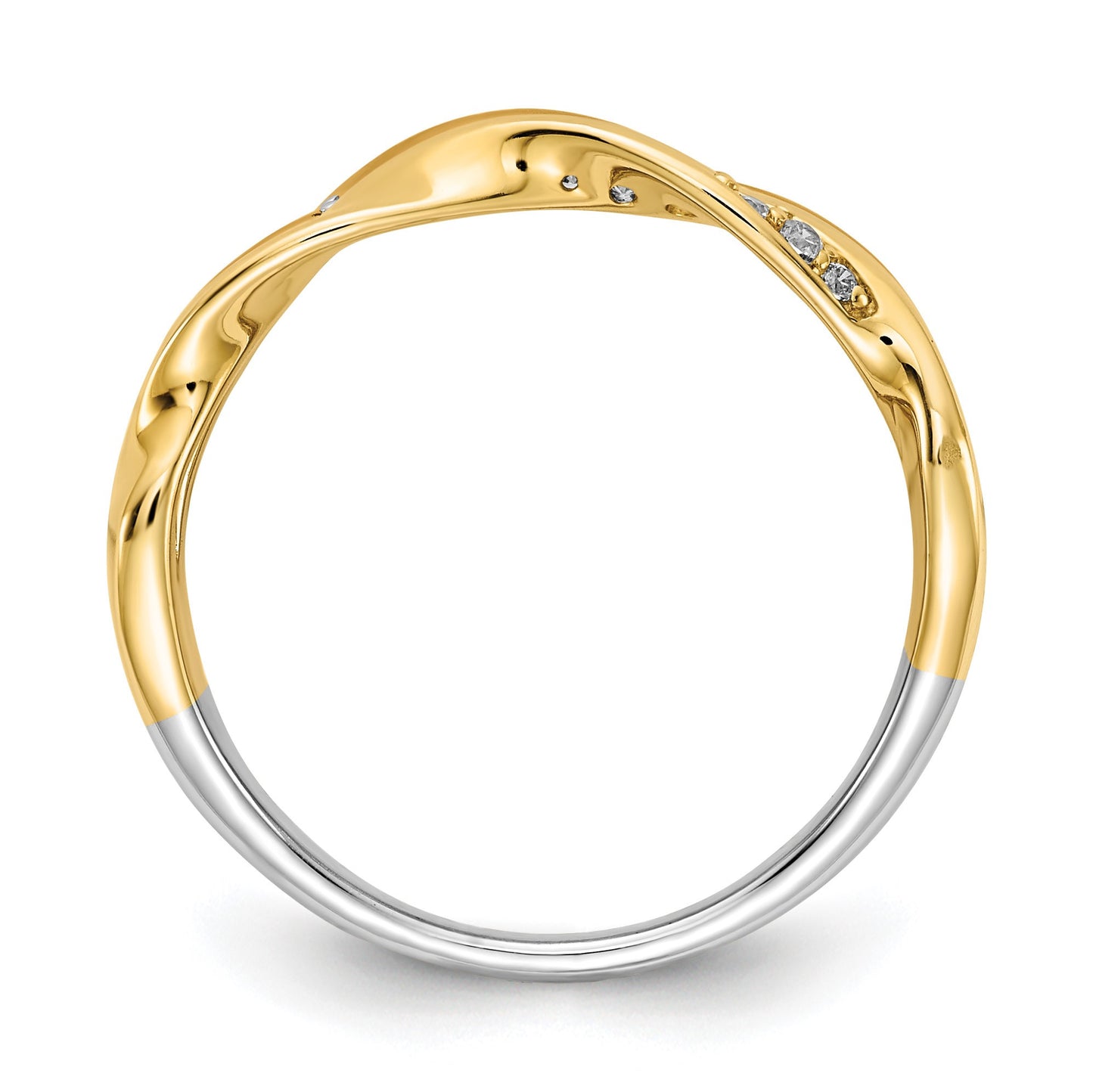 14k Tri-color 1/6 carat Diamond Fancy Triple-Strand Twist Ring