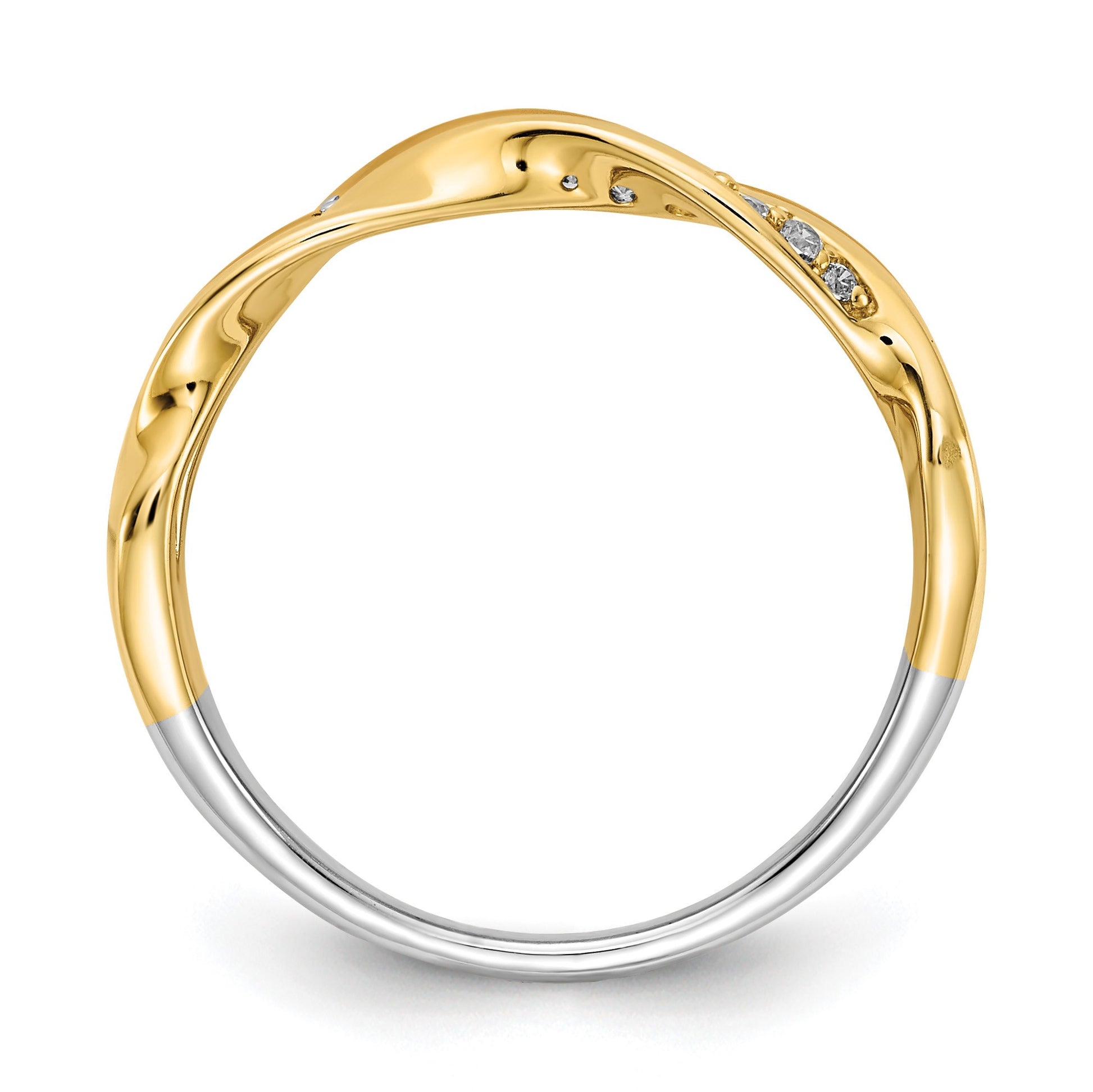 14k Tri-color 1/6 carat Diamond Fancy Triple-Strand Twist Ring