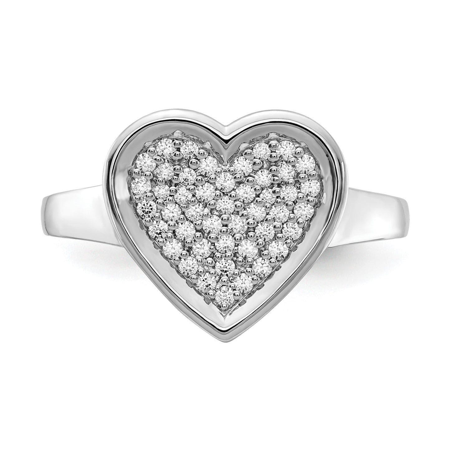 14k White Gold 1/4 carat Diamond Pave Heart Ring