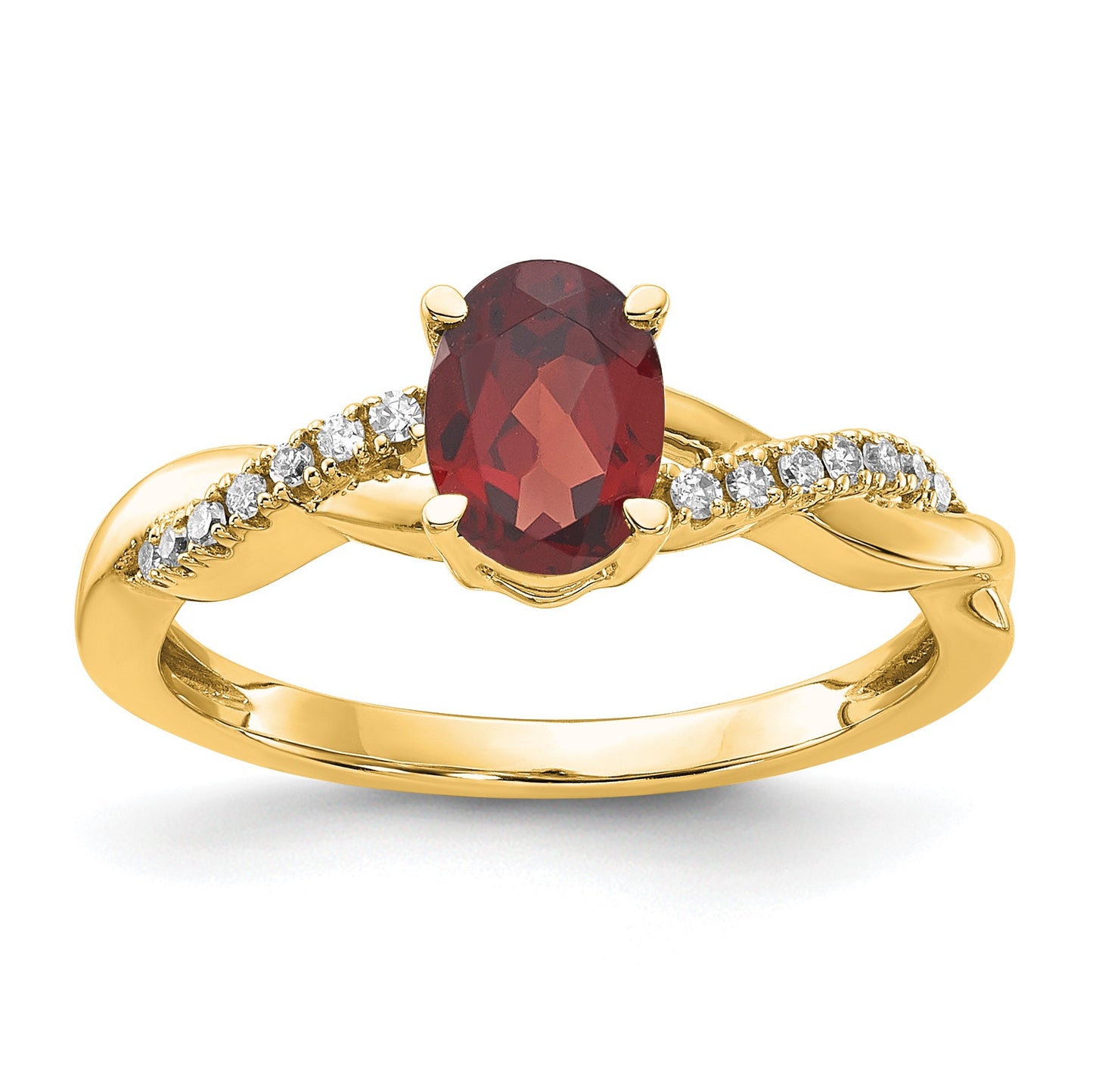 14k 7x5 Oval January/Garnet and Diamond Size 7 Ring
