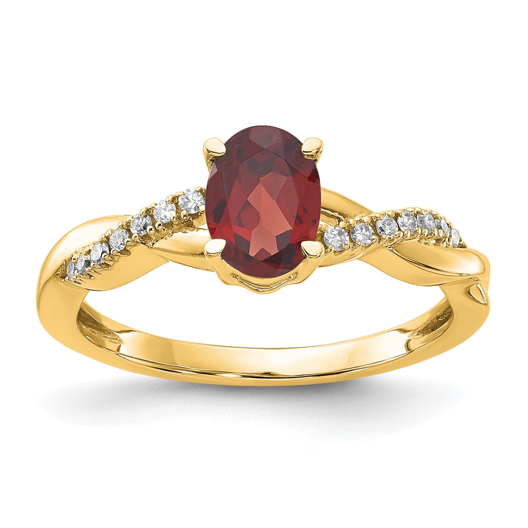14k 7x5 Oval January/Garnet and Diamond Size 7 Ring