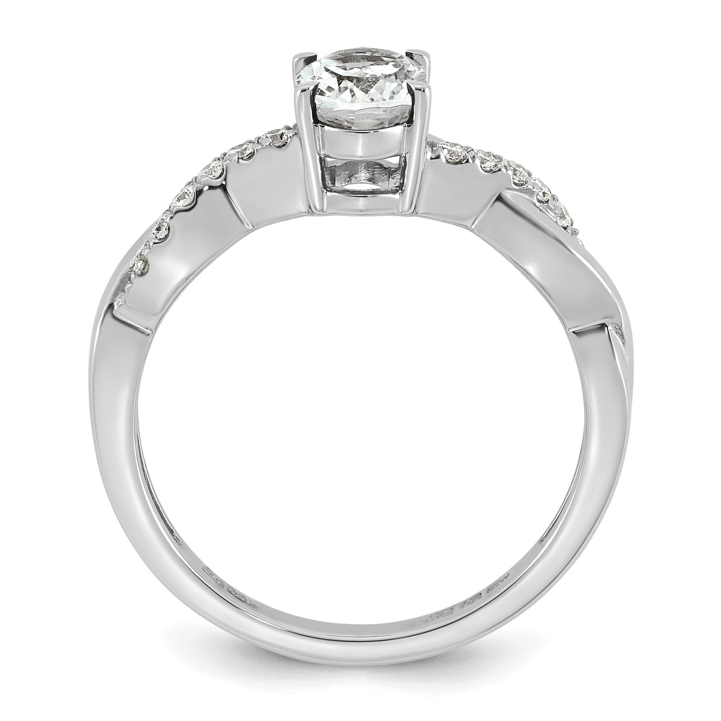 14k White Gold White Topaz & 1/10 carat Lab Grown Diamond VS/SI+ G+ Oval April Birthstone Complete Ring