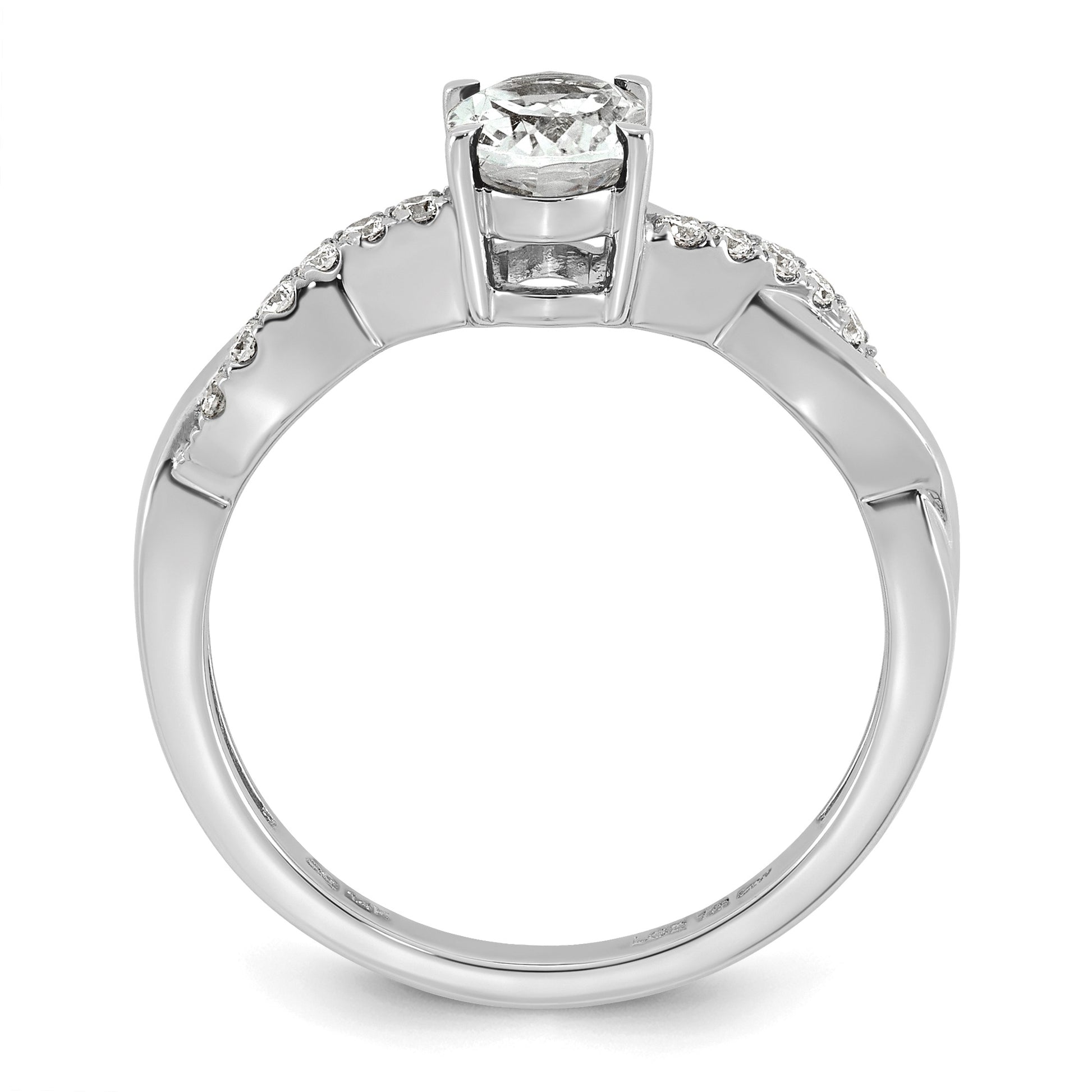14k White Gold White Topaz & 1/10 carat Lab Grown Diamond VS/SI+ G+ Oval April Birthstone Complete Ring