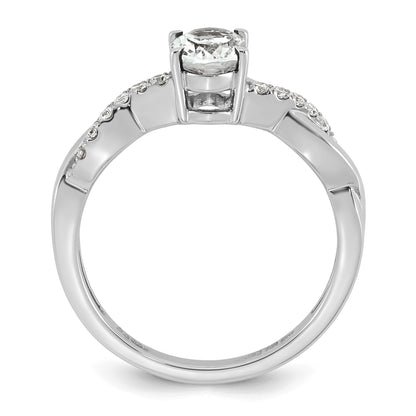 14k White Gold White Topaz & 1/10 carat Lab Grown Diamond VS/SI+ G+ Oval April Birthstone Complete Ring