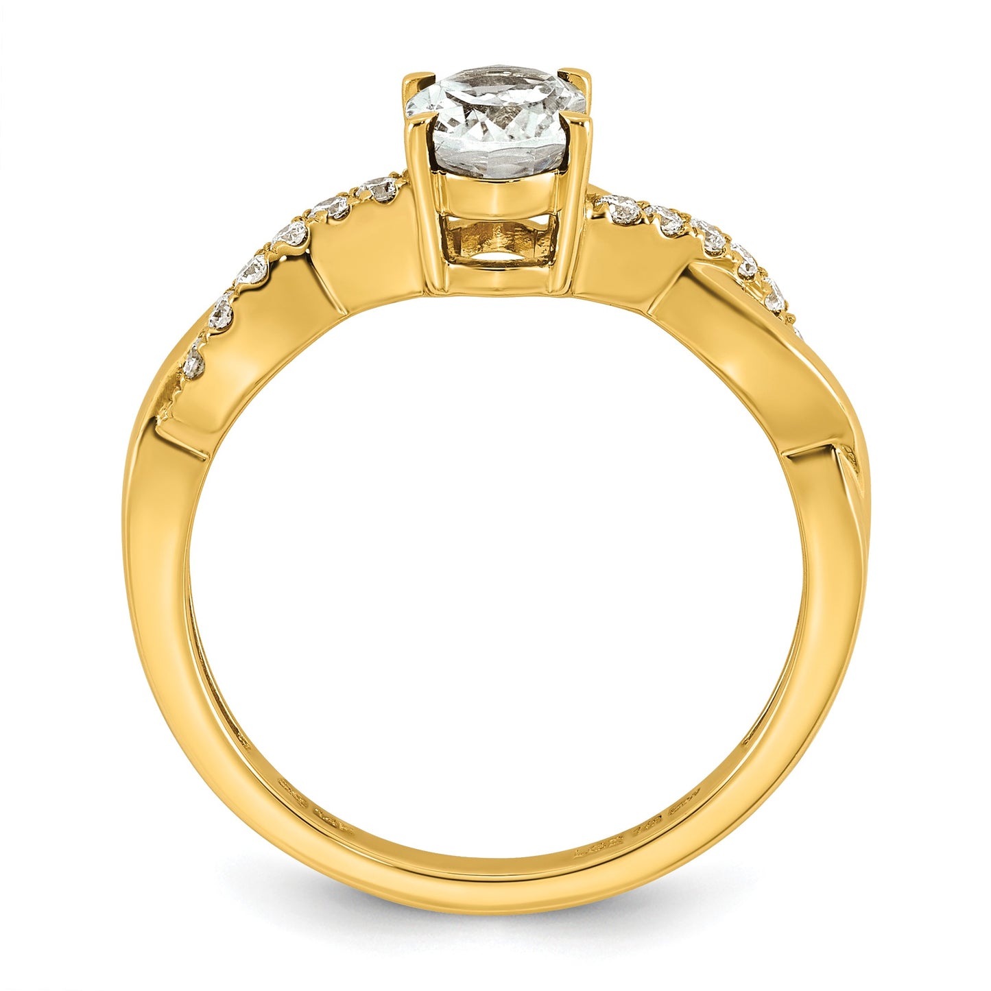 10k White Topaz & 1/10 carat Lab Grown Diamond VS/SI+ G+ Oval April Birthstone Complete Ring