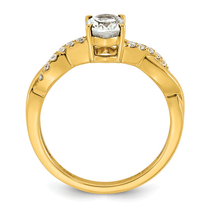 10k White Topaz & 1/10 carat Lab Grown Diamond VS/SI+ G+ Oval April Birthstone Complete Ring