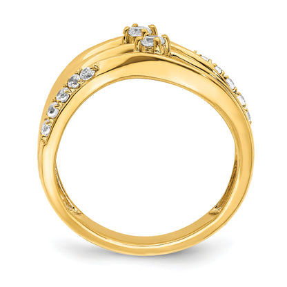 14k 1/3 carat Diamond 3-row Wavy Ring