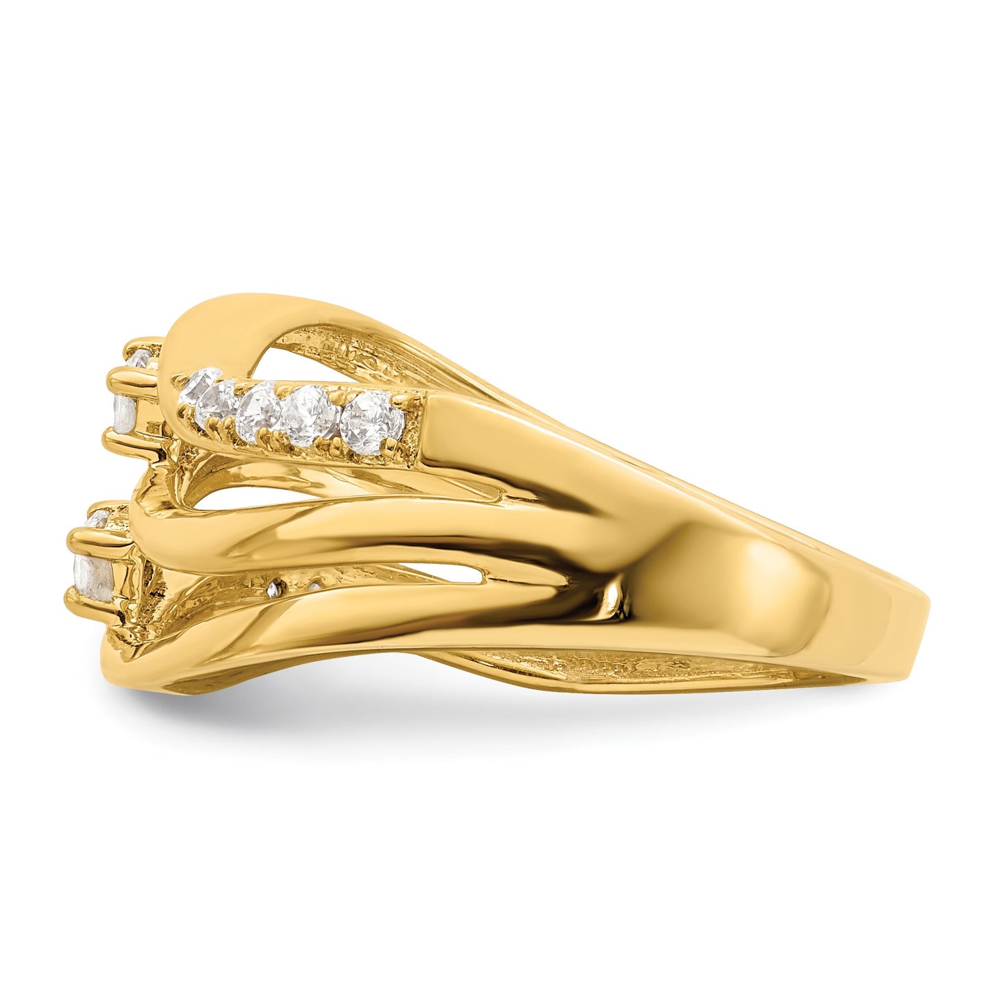 14k 1/3 carat Diamond 3-row Wavy Ring