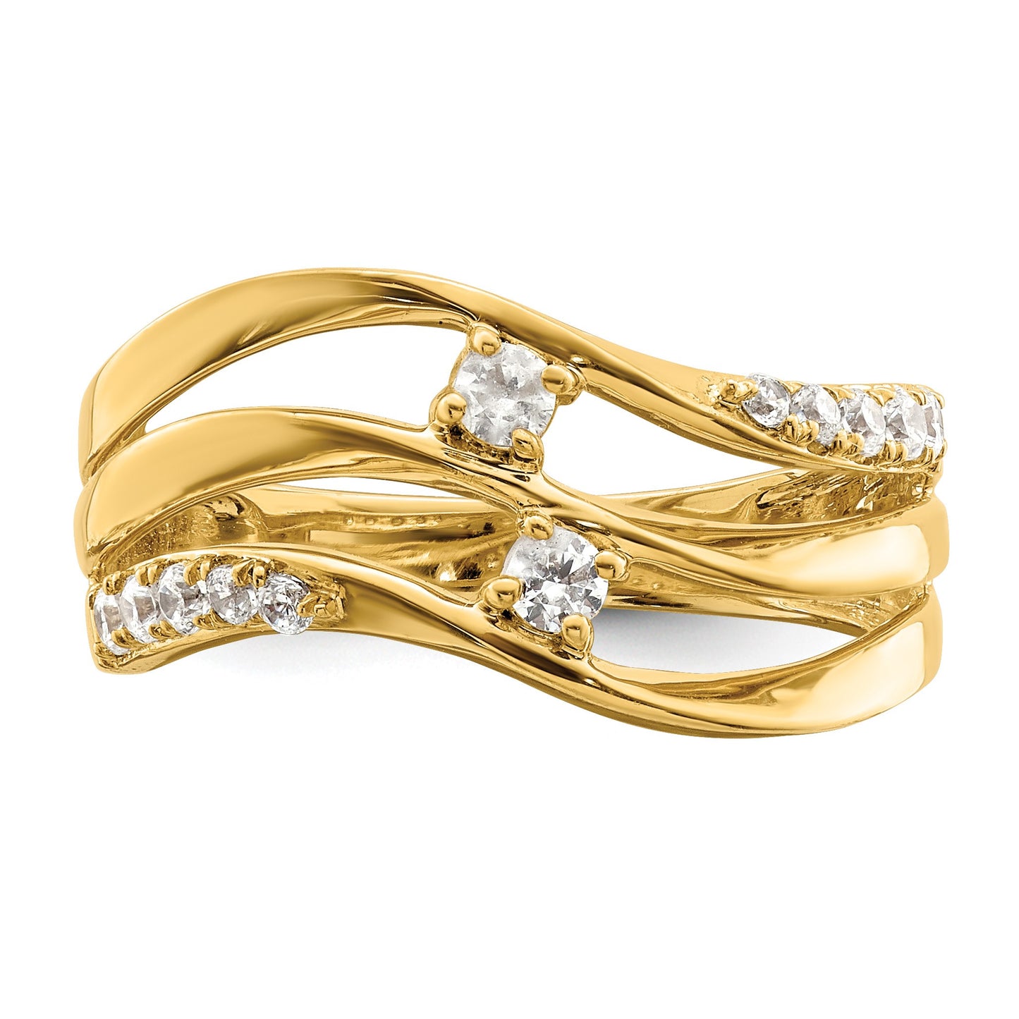14k 1/3 carat Diamond 3-row Wavy Ring