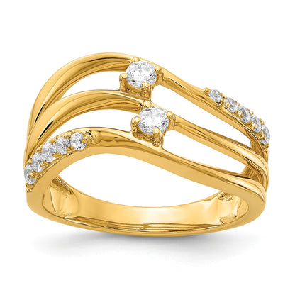 14k 1/3 carat Diamond 3-row Wavy Ring