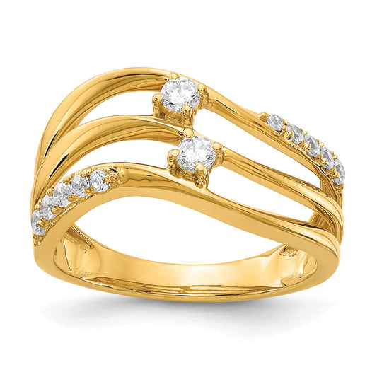 14k 1/3 carat Diamond 3-row Wavy Ring