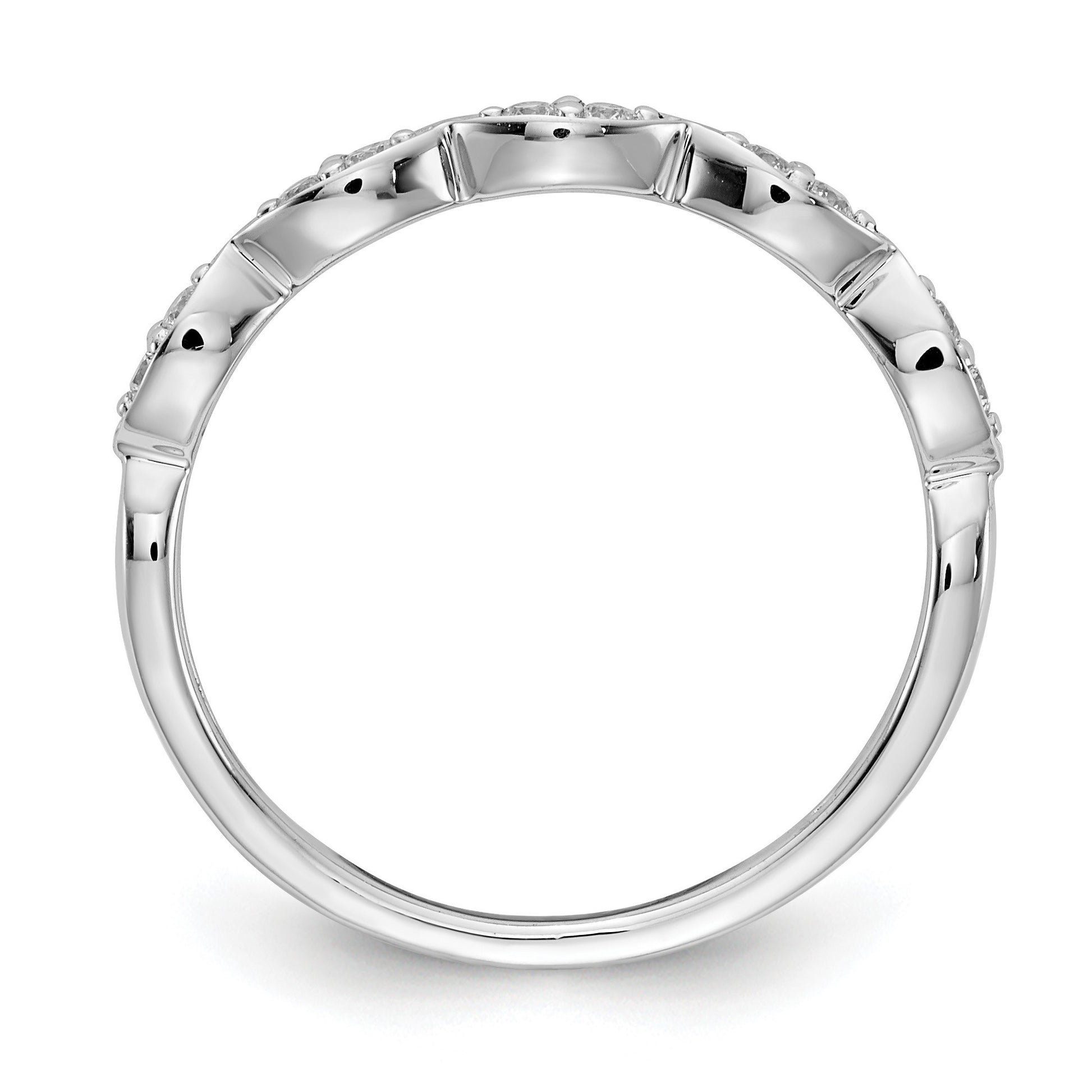 14k White Gold 3mm 1/6 carat Diamond Fancy Band