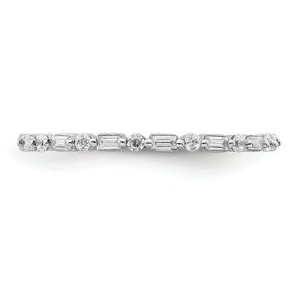 14k White Gold 2mm 1/6 carat Round and Baguette Diamond Fancy Band