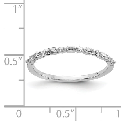 14k White Gold 2mm 1/6 carat Round and Baguette Diamond Fancy Band