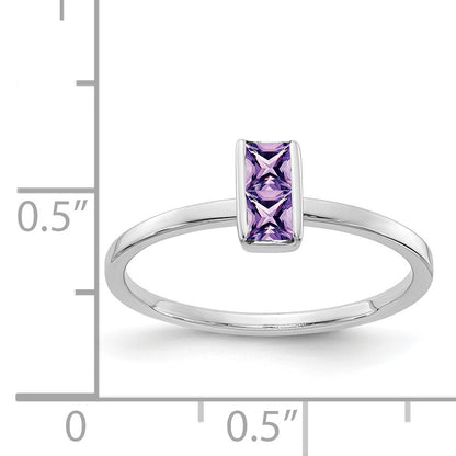 14k White Gold Two 3mm Princess-cut Amethyst Ring