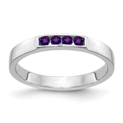 14k White Gold 4-stone Amethyst Band