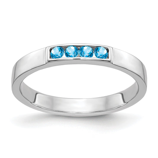 14k White Gold Channel-set Blue Topaz 4-Stone Band