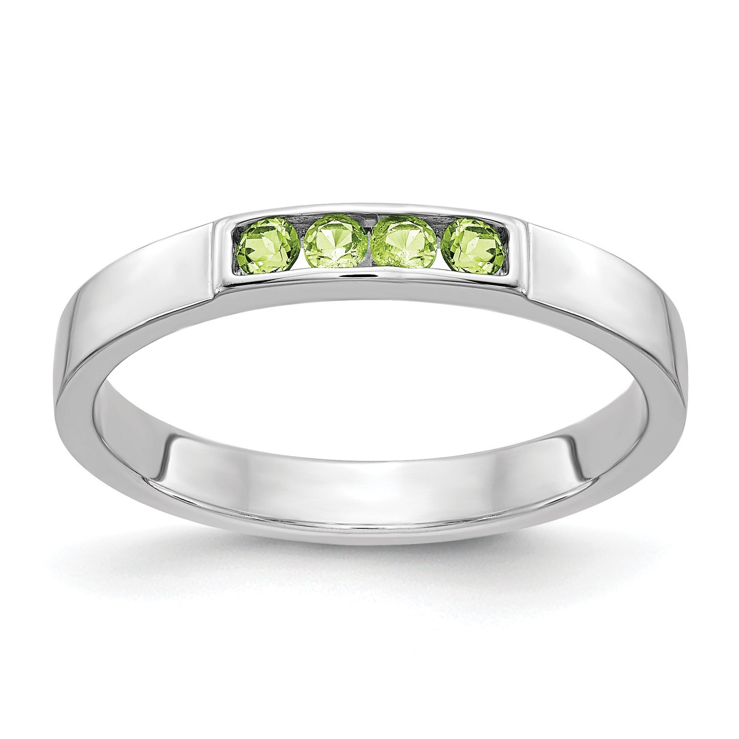 14k White Gold Channel-set Peridot 4-Stone Band