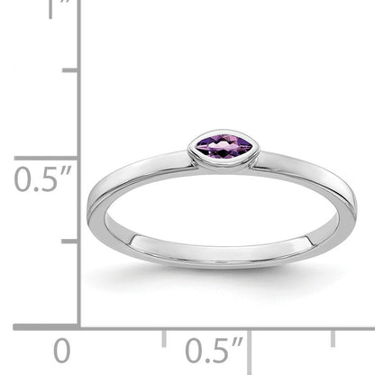 14k White Gold Bezel-set 4x2mm Marquise Amethyst East-West Ring