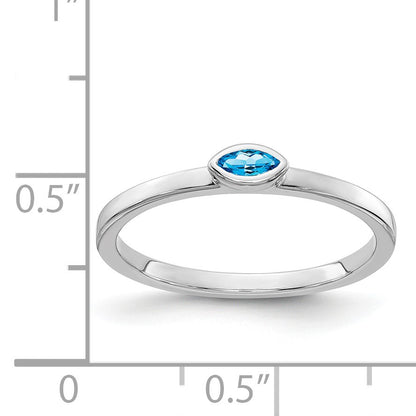14k White Gold Bezel-set 4x2mm Marquise Blue Topaz East-West Ring