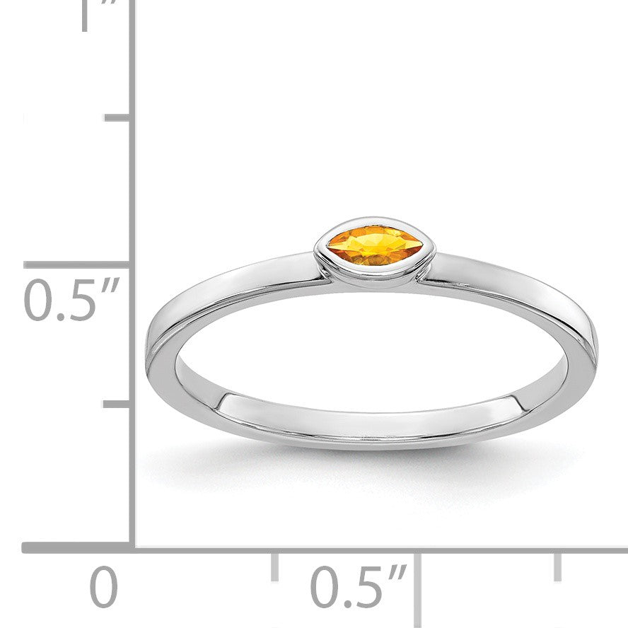 14k White Gold Bezel-set 4x2mm Marquise Citrine East-West Ring