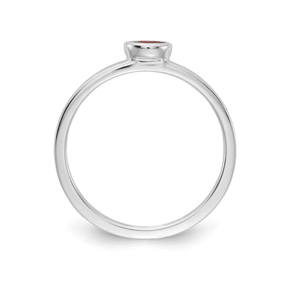 14k White Gold Bezel-set 4x2mm Marquise Garnet East-West Ring